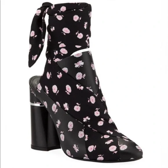 3.1 Phillip Lim Black and Pink Floral Heels - Picture 2 of 12